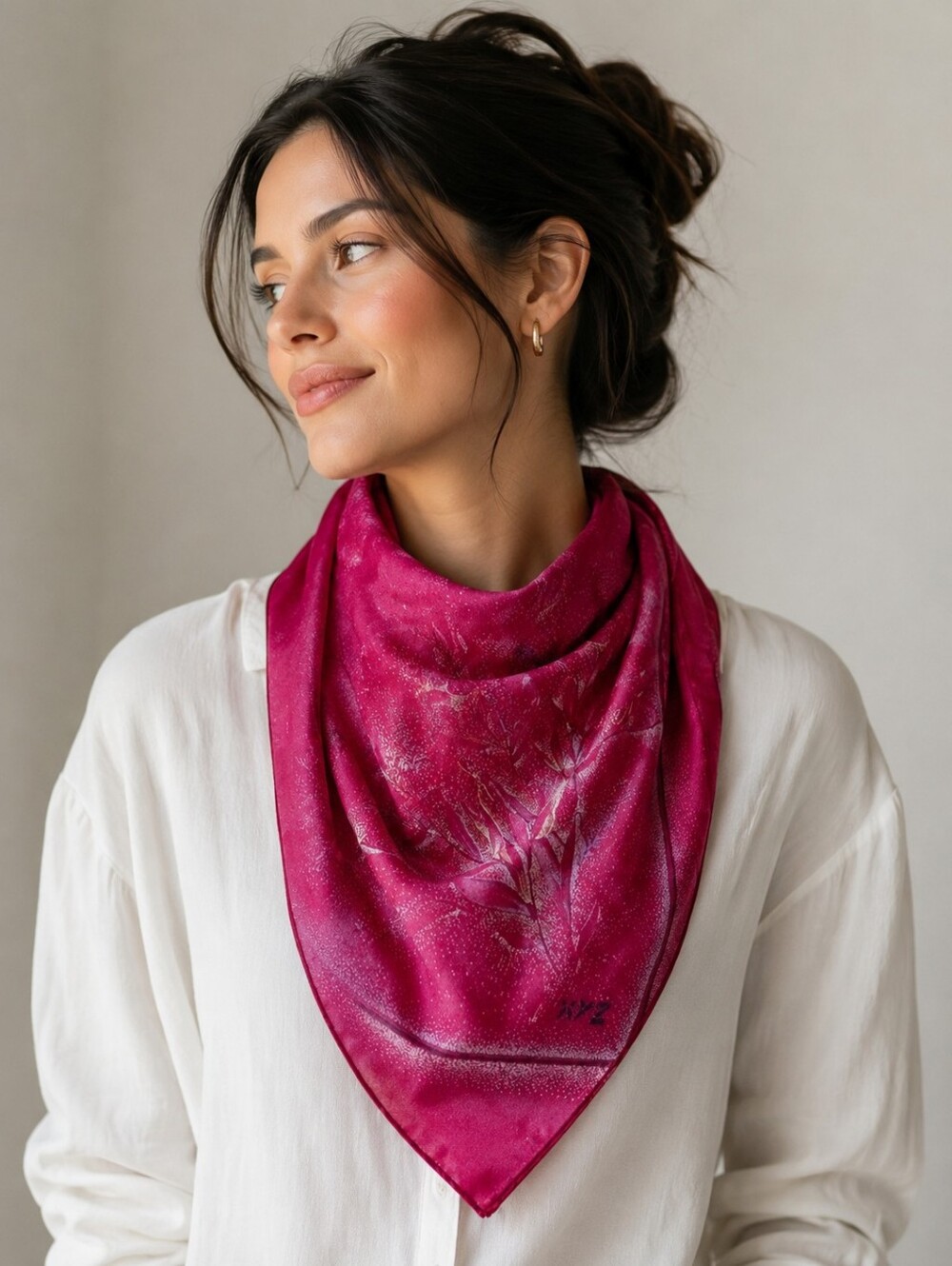XYZ Vintage Burgundy 30x30 Silk Scarf